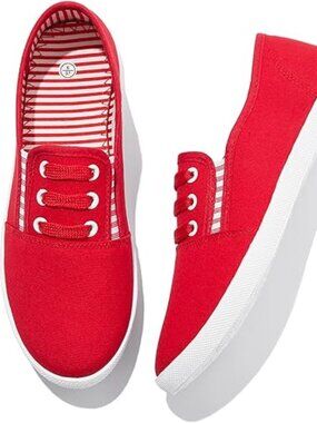 Women's Canvas Slip On Sneakers - Casual Walking Shoes, Non Slip Work Shoes